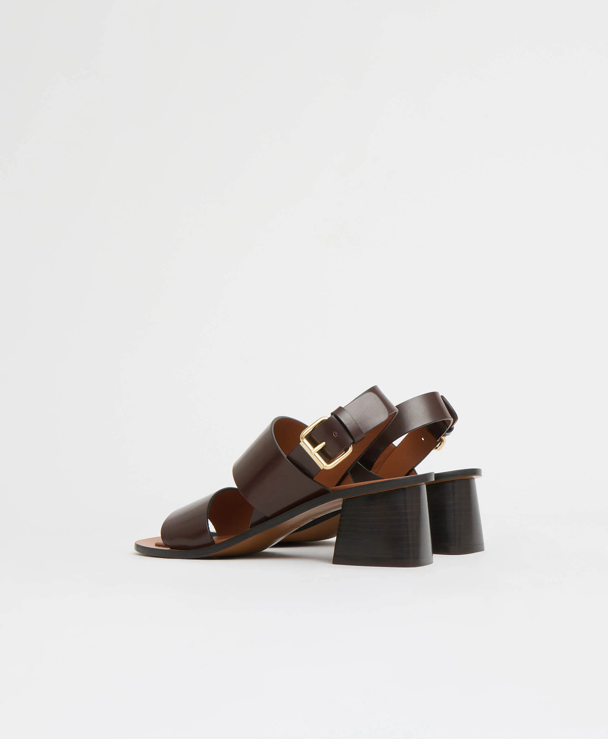 Double Strap Heeled Sandal - Chocolate - Image 3
