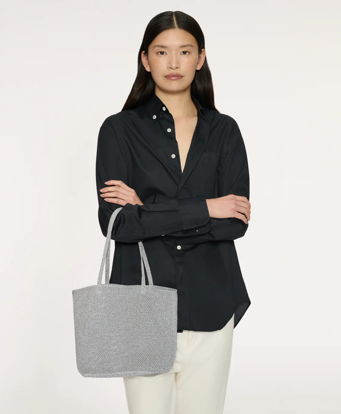 Knit Filo Tote - Silver Knit - Image 6