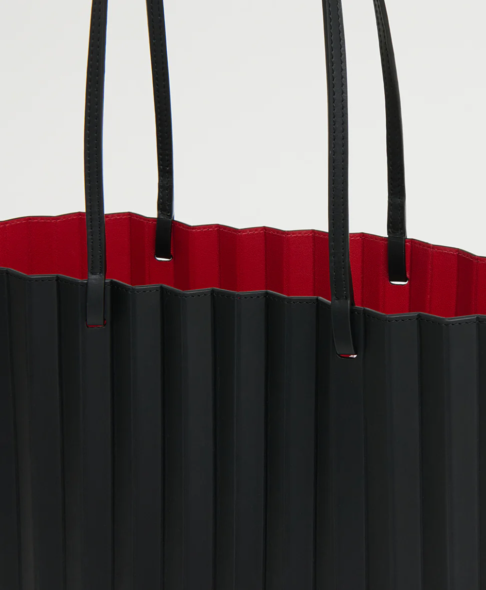Large Pleated Filo Tote - Black/Flamma - Image 5