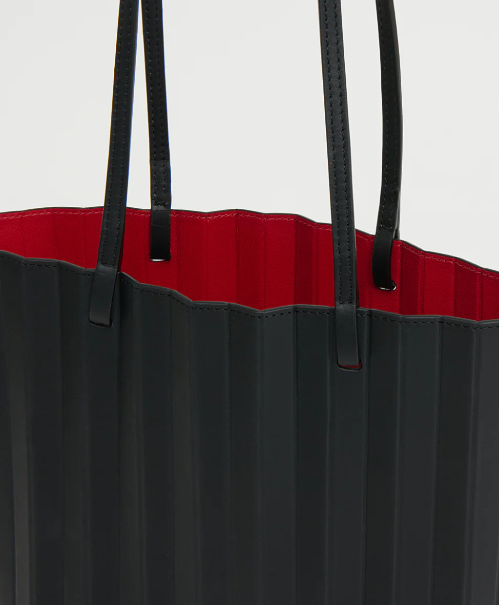 Pleated Filo Tote - Black/Flamma - Image 4